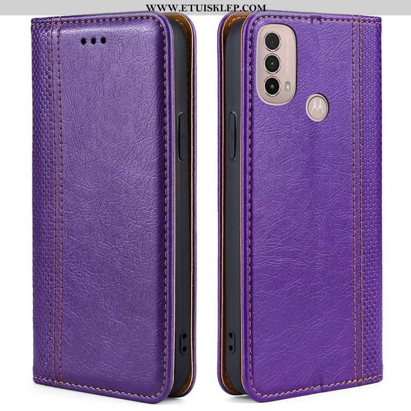 Etui Na Telefon do Moto E40 / E30 / E20 Etui Folio Przeszycia Ze Skóry Liczi